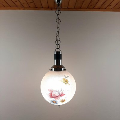 Vintage Glass Flower Pendant Lamp, Italy, 1960s-WQC-840418