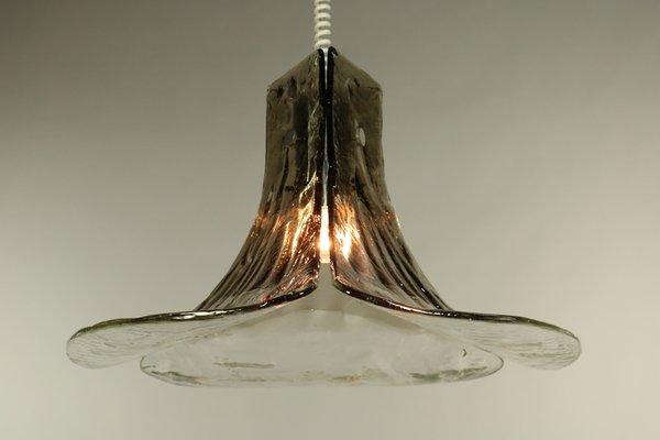 Vintage Glass Gingko Leaf Pendant Lamp from Kalmar Franken KG, 1960s-FUP-658882