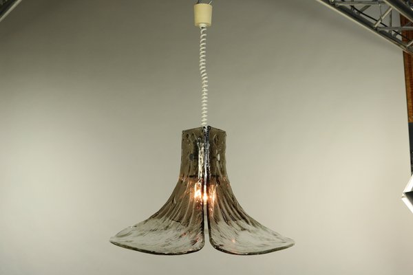 Vintage Glass Gingko Leaf Pendant Lamp from Kalmar Franken KG, 1960s-FUP-658882