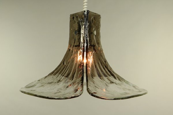 Vintage Glass Gingko Leaf Pendant Lamp from Kalmar Franken KG, 1960s-FUP-658882