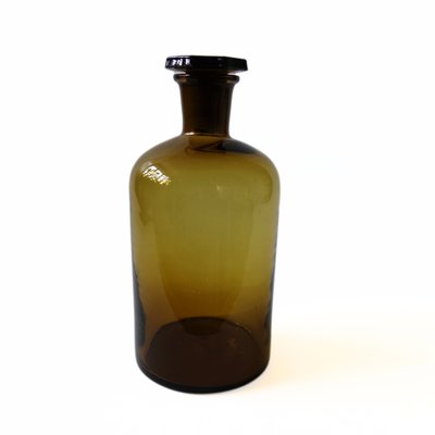 Vintage Glass Medicine Bottle with Lid-JKV-1786145