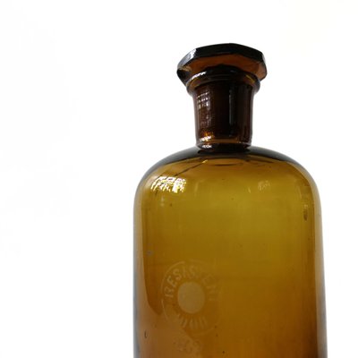 Vintage Glass Medicine Bottle with Lid-JKV-1786145