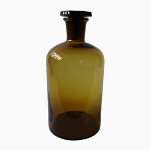 Vintage Glass Medicine Bottle with Lid-JKV-1786145