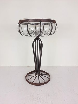 Vintage Glass Metal Vase, 1970s-WQC-843019