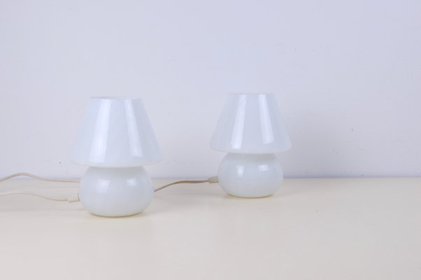 Vintage Glass Mushroom Milk Lamps, Set of 2-XSG-1251537