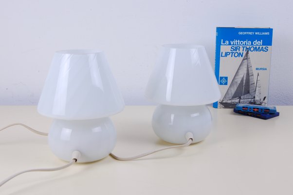 Vintage Glass Mushroom Milk Lamps, Set of 2-XSG-1251537