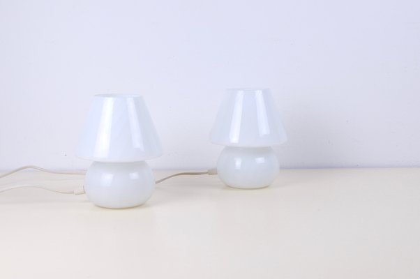 Vintage Glass Mushroom Milk Lamps, Set of 2-XSG-1251537