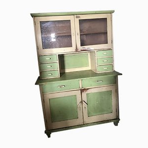 Vintage Glass & Painted Wood Kitchen Cupboard, 1930s-OXJ-765619