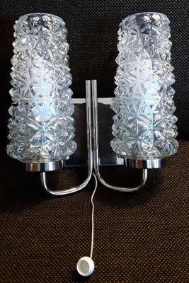 Vintage Glass Shields & Chromed Metal Wall Lamp, 1970s-HOI-1187543