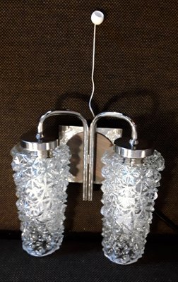 Vintage Glass Shields & Chromed Metal Wall Lamp, 1970s-HOI-1187543