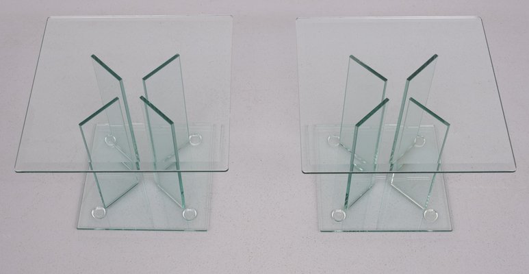 Vintage Glass Side Tables, 1980s, Set of 2-GCG-2041842