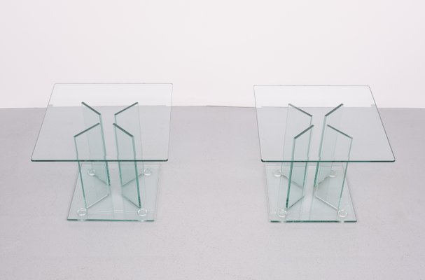 Vintage Glass Side Tables, 1980s, Set of 2-GCG-2041842