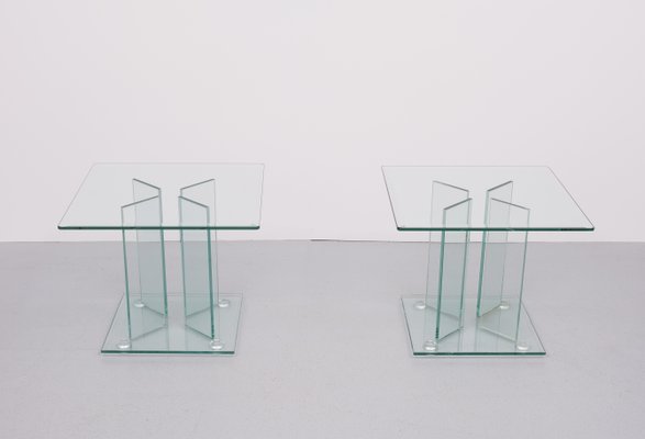 Vintage Glass Side Tables, 1980s, Set of 2-GCG-2041842