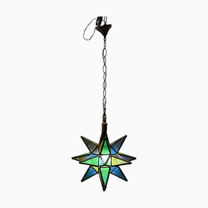 Vintage Glass Star Pendant Light, 1970s-JJC-1824389