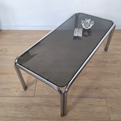 Vintage Glass Table with Chrome Tubular Frame from Soto, Spain, 1965-WK-2016627