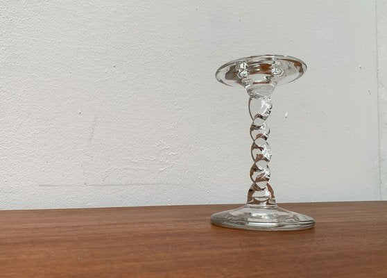 Vintage Glass Twisted Candle Stick Holder, 1970s-UAH-1338274