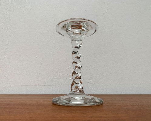 Vintage Glass Twisted Candle Stick Holder, 1970s-UAH-1338274