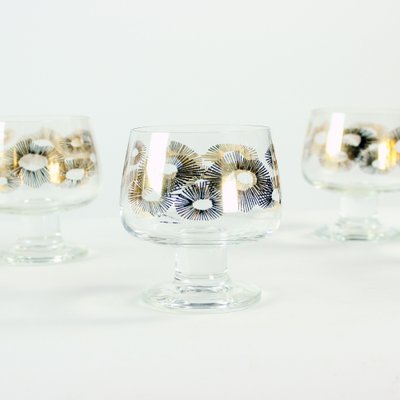 Vintage Glasses with Gold Details, Czechoslovakia, 1960s, Set of 6-UL-795175