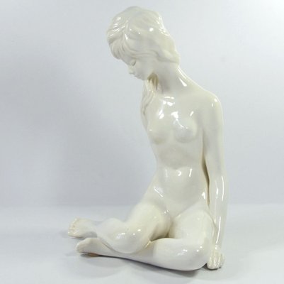 Vintage Glazed Ceramic Girl Sculpture, 1960s-GIW-1723224