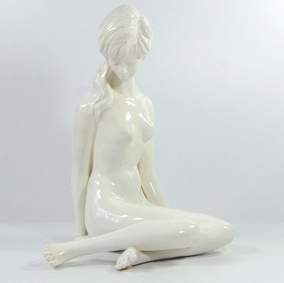 Vintage Glazed Ceramic Girl Sculpture, 1960s-GIW-1723224