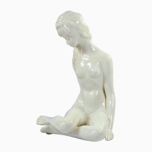 Vintage Glazed Ceramic Girl Sculpture, 1960s-GIW-1723224