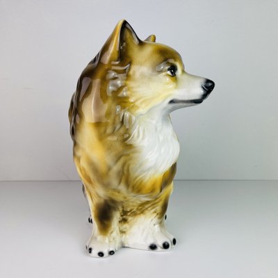 Vintage Glazed Ceramic Sculpture of Dog, Italy, 1960s-WQC-1047701