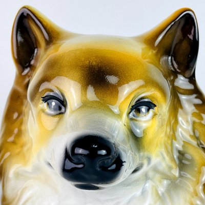 Vintage Glazed Ceramic Sculpture of Dog, Italy, 1960s-WQC-1047701