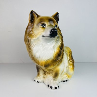 Vintage Glazed Ceramic Sculpture of Dog, Italy, 1960s-WQC-1047701