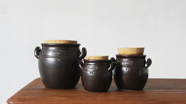 Vintage Glazed Pots by Höganäs Keramik, Set of 3-UMB-1368463