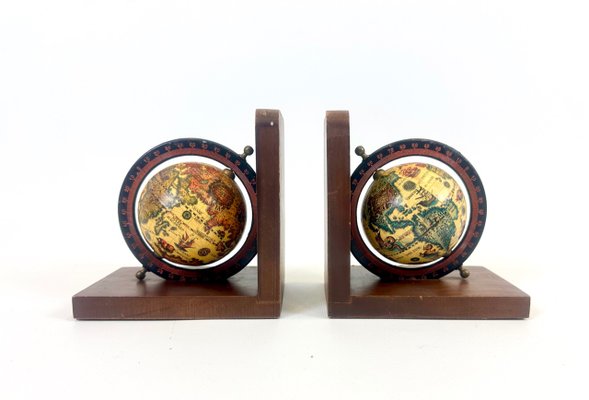 Vintage Globe Bookends, 1960s, Set of 2-ZCY-2038029