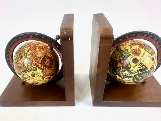 Vintage Globe Bookends, 1960s, Set of 2-ZCY-2038029