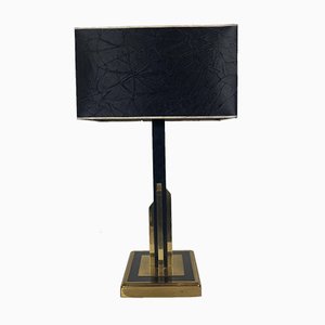 Vintage Gold and Brass Black Table Lamp, 1970s-WZZ-858657