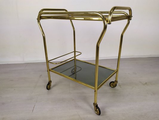 Vintage Gold Brass Bar Cart, 1960s-EAD-943743