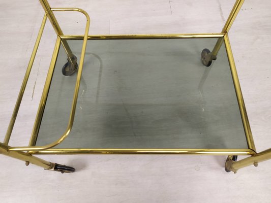 Vintage Gold Brass Bar Cart, 1960s-EAD-943743