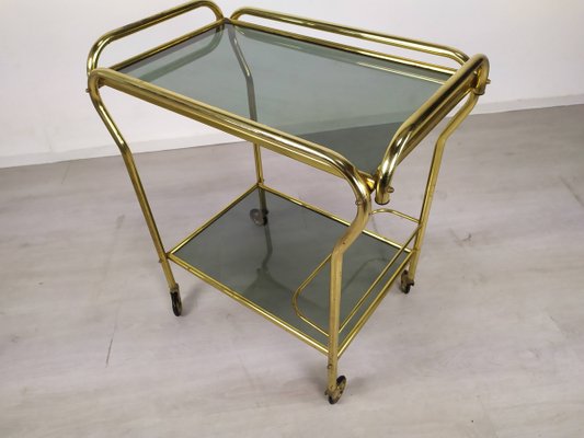 Vintage Gold Brass Bar Cart, 1960s-EAD-943743