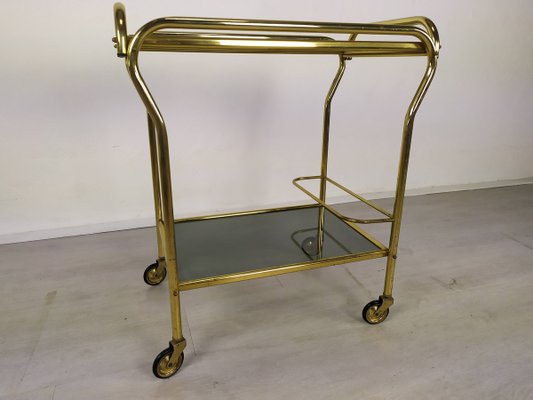 Vintage Gold Brass Bar Cart, 1960s-EAD-943743