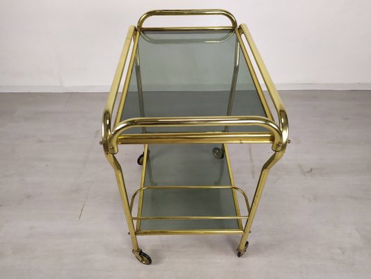 Vintage Gold Brass Bar Cart, 1960s-EAD-943743