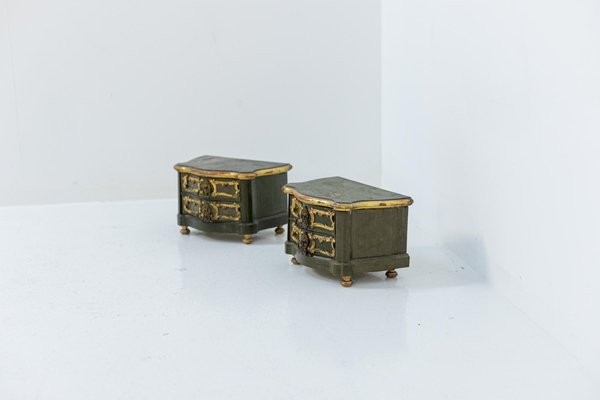 Vintage Gold Lacquered Wood Jewel Boxes, Set of 2-RCE-1230485