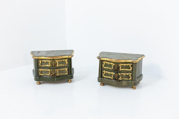 Vintage Gold Lacquered Wood Jewel Boxes, Set of 2-RCE-1230485