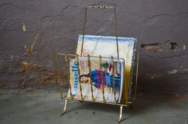 Vintage Gold Magazine Rack, 1950s-AIU-655783