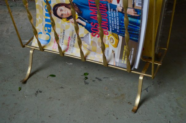 Vintage Gold Magazine Rack, 1950s-AIU-655783