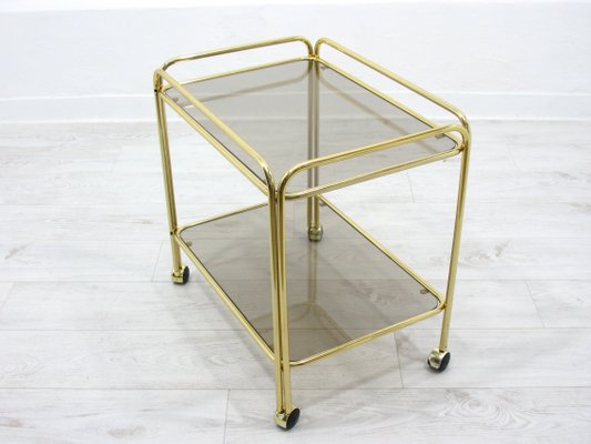 Vintage Gold Metal & Glass Bar Trolley, 1980s-WVA-1144307