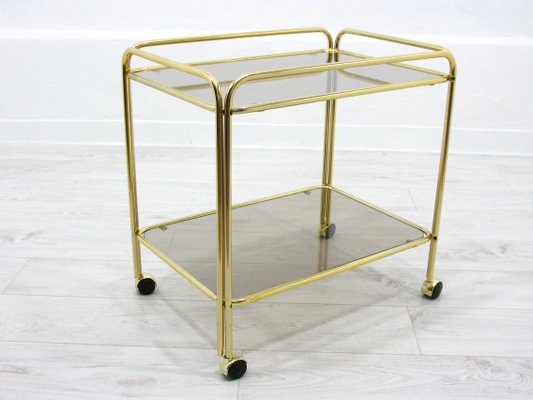 Vintage Gold Metal & Glass Bar Trolley, 1980s-WVA-1144307