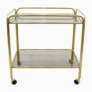 Vintage Gold Metal & Glass Bar Trolley, 1980s-WVA-1144307