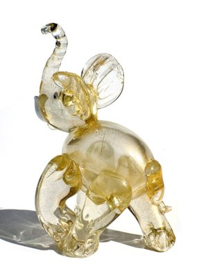 Vintage Gold Murano Glass Elephant by Ercole Barovier, 1930s-KGD-731245