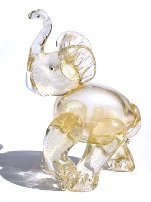 Vintage Gold Murano Glass Elephant by Ercole Barovier, 1930s-KGD-731245