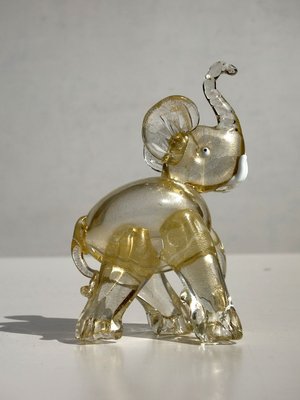 Vintage Gold Murano Glass Elephant by Ercole Barovier, 1930s-KGD-731245