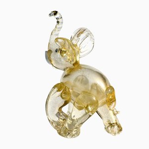 Vintage Gold Murano Glass Elephant by Ercole Barovier, 1930s-KGD-731245