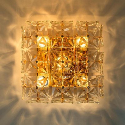 Vintage Gold-Plated Crystal Glass Wall Light by Kinkeldey, 1970s-VDW-2016897