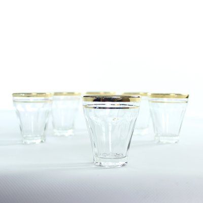 Vintage Gold Rim Drinking Glasses, Czechoslovakia, 1960s, Set of 6-UL-1174559